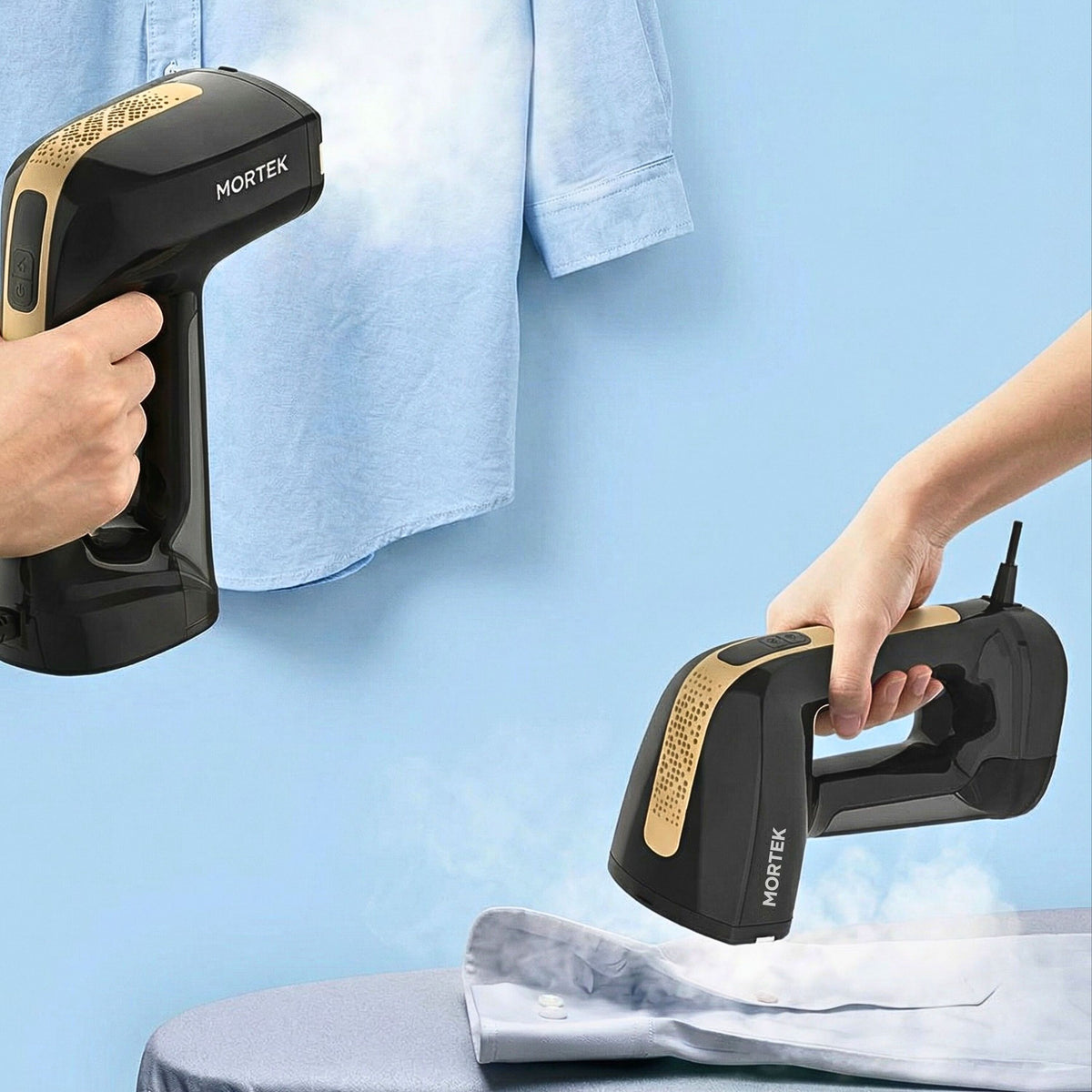 Get Wrinkle-Free Clothes in 30 Seconds — No ironing board. No stress.