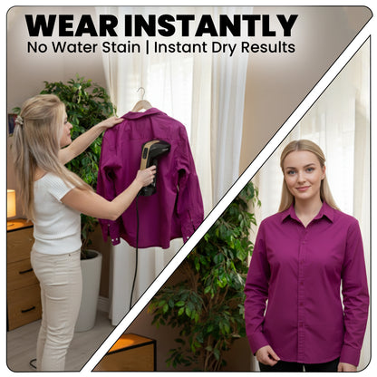 Get Wrinkle-Free Clothes in 30 Seconds — No ironing board. No stress.